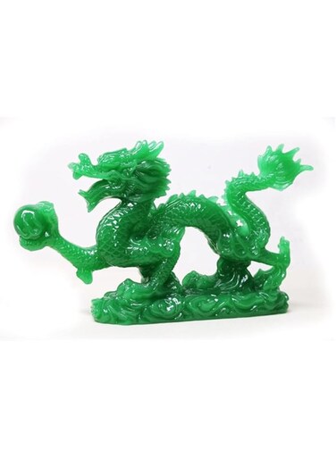 Mose Cafolo Jade Green Chinese Feng Shui Dragon Figurine Statue Sculpture for Luck &amp; Success