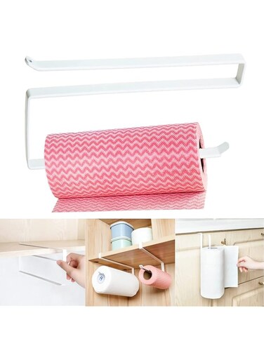 Azonee Paper Towel Holder Wall Mounted No Drilling, Paper Towel Holder Under Cabinet Kitchen Paper Towel Roll Holder Hook for Kitchen Towel Rack Shelf Napkins Storage Hanging Roll Tissue Dispenser