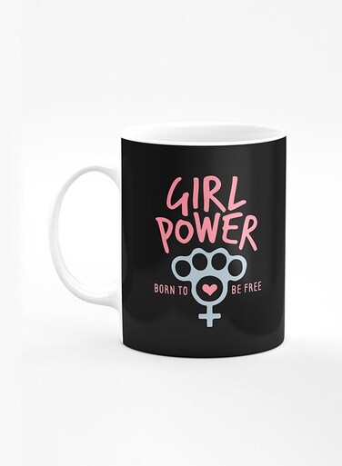 Designer Printed Coffee Mug with Heavy Duty Handle 11oz Ceramic Personalised Gift Mugs Cup [Microwave Safe &amp; Dishwasher Proof] - Girl Power