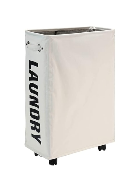 ANTOLE Laundry Baskets, 22inch Rolling Laundry Hamper Collapsible,Stand Waterproof Sorter and Organizer on Wheels Tall Thin Dirty Laundry Hamper Basket Home Corner Bin,Dustproof Laundry Carts (White)