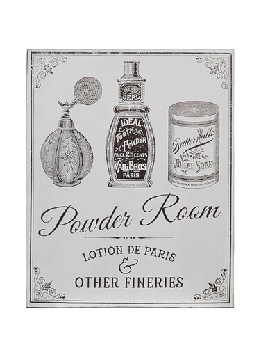 Premier Housewares 2800765 Powder Room Wall Plaque - Grey 1x20x25 cm