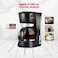 1.25L Drip Coffee Maker - 830W Electric Coffee Machine with Glass Carafe &amp; Permanent Filter - Black

