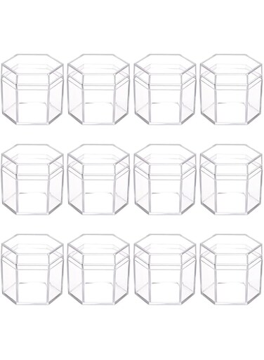 BENECREAT 21Pack Clear Acrylic Boxes Hexagon Small Plastic Bead Storage Containers(4x4.5x4cm) for Gifts, Weddings, Party Favors, Treats, Candies