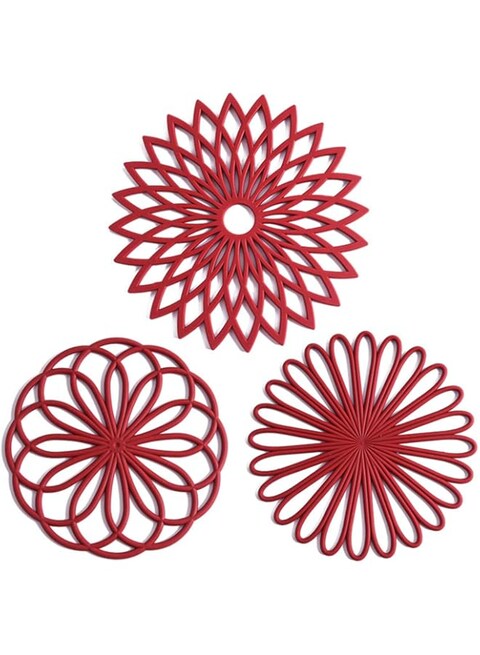 Colorful Silicone Trivet Mats - DIY Different Size Dish Drying Mat, Hot Pot Holder for Pots &amp; Pans, Non-Slip &amp; Heat Resistant Kitchen Hot Pads for Countertops &amp; Table, Red
