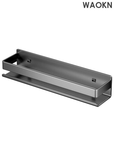 1 piece New Adhesive Wall-Mounted Seasoning Rack, No Punching Required Stainless Steel Storage Shelves Wall Spice Jar Storage ,Rack Kitchen Shelves For Kitchen And Bathroom ,Multi functional seasoning storage rack,50cm ,Grey.