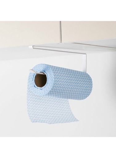 Iron Roll Paper Rack Kitchen Cupboard Hanging Towel Holder White 26x12x10.8cm