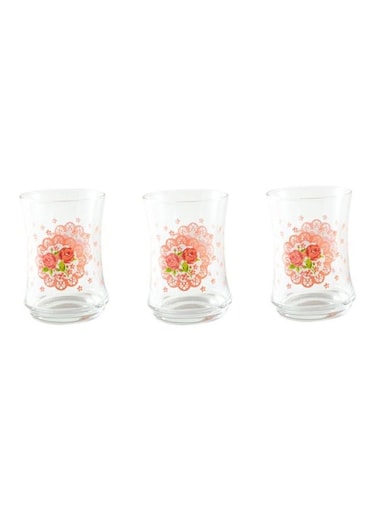 3-Piece Rosy Lune Water Glass Set Clear/Orange