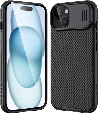 Muzz Camera Protective Cover Case for iPhone 15 Pro max (6.9&quot;), Slider Camera Protection, Anti-Scratch &amp; Shockproof, Slim, Black Camshield (iPhone 15 Pro max)