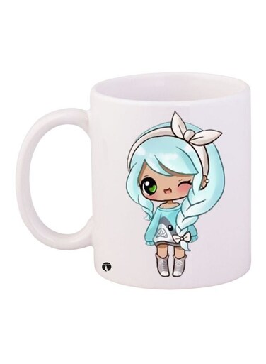 Anime Printed Coffee Mug White/Blue/Grey 11ounce