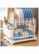 Kitchen Drying Rack Two Tier,Stainless Steel Dish Rack for Kitchen Counter, Dish Drainers for Kitchen Counter with Drainboard, Metal Kitchen Dish Rack with Drain
