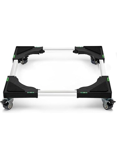 MOTIM Mini Fridge Stand Adjustable Refrigerator Stand with 4 Locking Swivel Wheels Universal Mobile Base Moving Cart for Dryer Refrigerator,Black