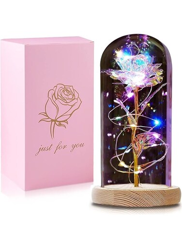 Mothers Day Rose Gifts for Mom,Birthday Gifts for Women,Flowers Rose Gifts for Women,Mother Day Mom Gifts from Daughter Son Husband,Rainbow Galaxy Glass Rose Flower Gift for Mom,Mother,Her,Grandma