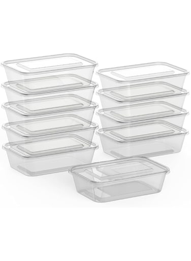 Cosmoplast 500 ml Pack Of 10 Clear Microwave Containers With Clear Lids, Ifcmmwclt50S01Tp, Microwave Container
