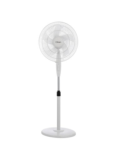 Clikon 16 Inch Electrical Stand Fan with Strong Safety Grill, Swing Function, Adjustable Height, 45 Watts, 2 Years Warranty, White - CK2035