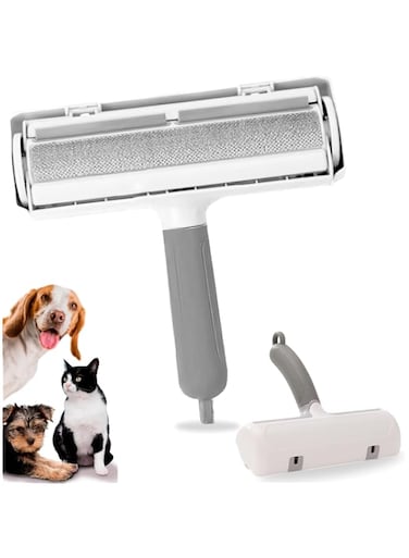 Joyzzz Pet Hair Remover Roller, Reusable Fur Remover with Comfortable Non-Slip Handle, Multi-Surface Fur Removal Tool, Portable Extra Sticky Pet Lint Roller for Couch, Carpet, Bedding (White)