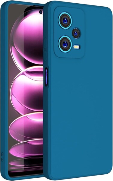 Case for Xiaomi Redmi Note 12 Pro,Camera Protection with Liquid Gel Rubber Bumper Case with Soft Microfiber Lining Cushion Slim Shell Shockproof Protective Cover for Redmi Note 12 Pro 5G (Blue)