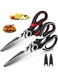 2-Packs Kitchen Scissors, Sharp Heavy Duty Kitchen Scissors, Multi-Purpose Stainless Steel Kitchen Scissors, With Cover Multipurpose Cooking Scissors For Meat Chicken Bone Veg Poultry Fish (Black/Red)