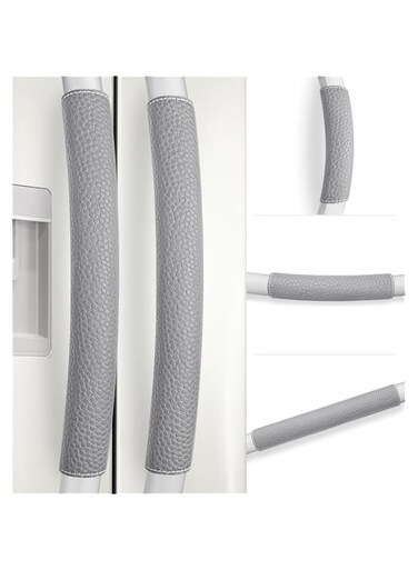 Rikzor Refrigerator Door Handle Covers, Set of 5, Adjustable Appliance Handle Covers, Keep Your Kitchen Clean, Microwave Oven Stove Dishwasher Handle Protector, Non Slip Fridge Handle Cover (Gray)