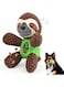 Azonee 4 In 1 Plush Dog Toy for Boredom, Stuffed Soft Puppy Chew Toy with Treat Dispenser, Squeaky Interactive Dog Toy for 8 weeks Small and Medium Dogs Teething (Brown Sloth)