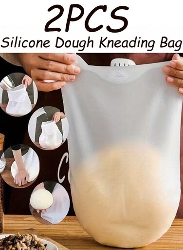 Pcs Versatile Silicone Dough Kneading Bag Mess Free Flour Mixer Easy Mixing Kitchen Tool for Baking, Ramadan Eid Treat Prep Bakery Use Holiday Dessert Making Bread Pastry Pizza Dough