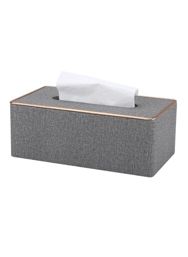 Paper Towel Holder Tissue Cover Napkin Holder, Luxury Large Opening Tissue Box Leather Household Living Dining Room Desktop Paper Box Coffee Table Advertising Tissue Box Commercial (Grey)