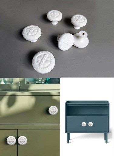 Pcs Vintage White Knobs Handle Pulls 35mm Plastic Round Knobs for Cabinet Drawer Kitchen Bathroom Cupboard Home Office Furniture