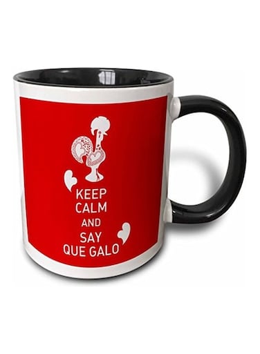 Portuguese Rooster Printed Mug Black/Red/White