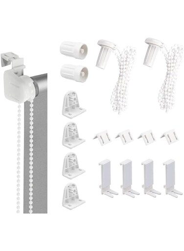 TERRIFI Roller Blind Spares, Roller Blind Spares with Bracket and Bead Chain, Curtain Roller Accessories for Curtain Rods Roller, Blind Brackets, Long Service Life, 17 mm