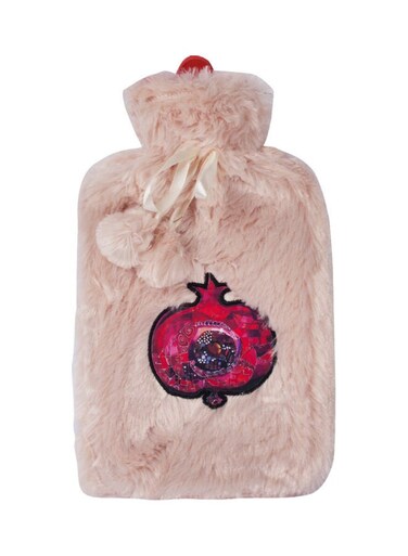Pomegranate Hot Water Bag With Soft Plush Cover For Pain Relief Beige/Red/Pink 2Liters