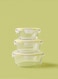 East 3 Piece Borosilicate Glass Food Container Set - Airtight Lids - Lunch Box - Round - Food Storage Box - Storage Boxes - Kitchen Cabinet Organizers - Glass Food Container - Yellow Yellow 3-Piece (Round)