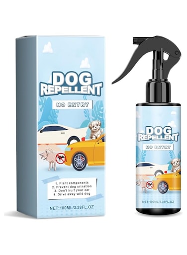 Azonee Dog Repellent Spray, No Chew Solution, Natural &amp; Non-Toxic, Bitter Taste Deterrent for Tires, Prevents Dog Urination, Safe for Vehicles, Drives Away Wild Dogs, 100ml