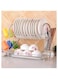 Dish Drainer Rack, 2 Tier Stainless Steel Dish Rack With Cutting Board, Cutlery, Utensil Holder, Dish Dryer For Kitchen Counter Top Storage, Plated Chrome Dish Drainboard Silver Z73CCF997EF012839927DZ