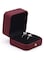 Wedding Ring Box Engagement Box, Square Leather Velvet Jewelry Ring Bearer Box, Premium Gorgeous Vintage Double Slots Ring Box for Proposal, Ceremony, Anniversary, Present (Dark Red, One size)