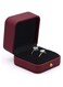 Wedding Ring Box Engagement Box, Square Leather Velvet Jewelry Ring Bearer Box, Premium Gorgeous Vintage Double Slots Ring Box for Proposal, Ceremony, Anniversary, Present (Dark Red, One size)