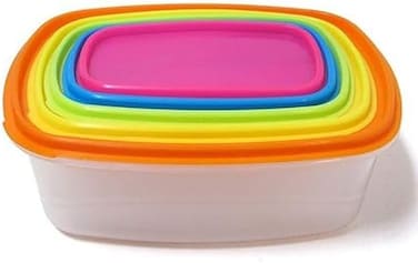 5-Piece Food Storage Container Set - Fridge Storage, Usable Plastic Bowls with Extra Small Containers