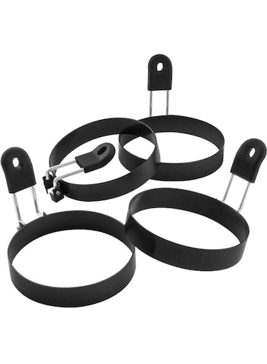 4 Pcs Non-Stick Egg Rings, Stainless Steel Household Round Egg Frying Mold, Poached Egg Maker, Perfect For English Muffins Pancakes Kitchen Baking Tool Portable BBQ Accessory Camping Breakfast Sandwich Burger Maker, 9cm