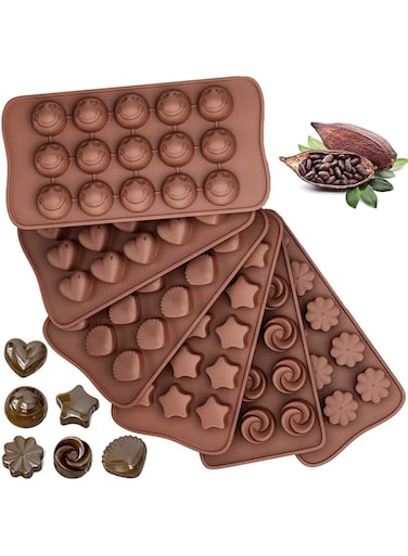 Tepengdie Silicone Chocolate Moulds - 6 Pack &ndash; Non-Stick Chocolate Mould &ndash; BPA Free Silicone Mould