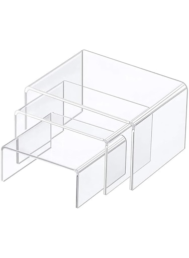 Acrylic Display Risers, Cake Stand Clear Cupcake Stand for Pastry, Cake, Dessert, Jewelry Display Stands, Candy Treat Action Figure Display (Pack 3)