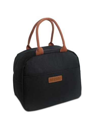 MahMir Insulated Lunch Bag for Men Women Kids with Strap Handles, Wide Open Easy to Clean Insulated Lunch Bag Box for Office Work School Picnic Travel, Leakproof Thermal Cooler Insulated Lunch (Black)