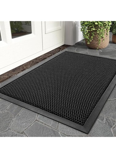 Angju Front Door Mat Outside Entrance, Waterproof Dirt Trapper Rubber Mats for Outside Door Mats for Front Door, 45cm x 75cm Heavy Duty Door Mat Stain Resist Non-Slip Welcome Mats for Front Door