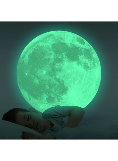 Rubik Glow in The Dark Moon Decals Sticker, 30cm Night Light Glowing Luminous Wall Art Stickers Perfect Ceiling or Wall D&eacute;cor for Kids Boy and Girl Bedroom (Green)