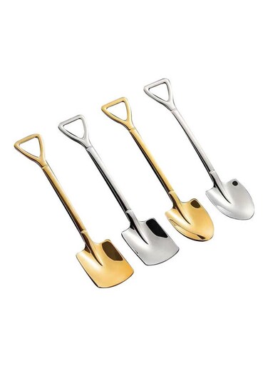 4-Piece Stainless Steel Spoon Set Silver/Gold