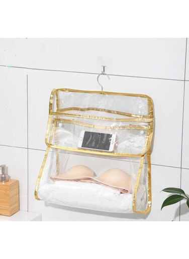Transparent Bathroom Storage Bag Bathroom Bath Clothes Towel Storage Bag Thickened PVC Waterproof Storage Hanging Bag Size: 31*30*10cm