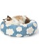 Pseul Donut Small Dog Bed - Round Cat Beds for Indoor Cats Anti-Anxiety Calming Pet Beds, Washable Cute Modern Beds with Teddy Sherpa Plush &amp; Anti Slip Bottom (Blue, 50x50x18cm)