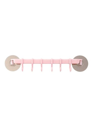 Six Row Hook Hanger Pink 37x7cm