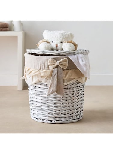 Home Box Willow Bear Medium Storage Basket with Bow - 37x40 cm