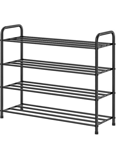HOME DWELL 15mm 4-Tier Stainless Steel Shoe Rack, Durable Shoe Storage Organizer for Hallway &amp; Entryway