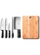 FEELINGS 5pcs Knife Set with Wooden Cutting Board   Stainless Steel Kitchen Knives for Chopping, Slicing, and Dicing   Durable Wooden Cutting Board for Food Prep