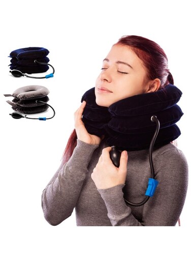 Neck Traction Device for Instant Neck Pain Relief - Inflatable Adjustable Neck Stretcher Neck Support Brace, Neck Traction Pillow for Home Use Neck Decompression(Blue)