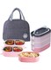 Pow Stainless Steel Lunch Box - Insulated Bento Box Multifunctional Containers Food Containers with 3 Compartments,Tableware, Nylon insulation bag (1.9L Pink)